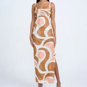 NWT By Johnny Geo Maze Mesh Midi Dress